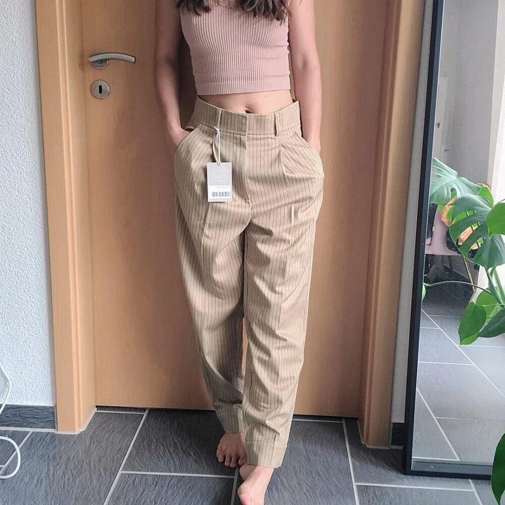 Everlane The Draper High Waisted Pinstripe Trouser Pants Size 4 - New with tags - Picture 11 of 16